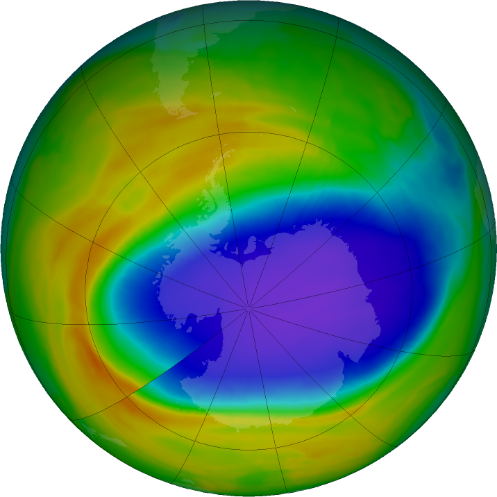 Antarctic ozone map for 21 October 2023